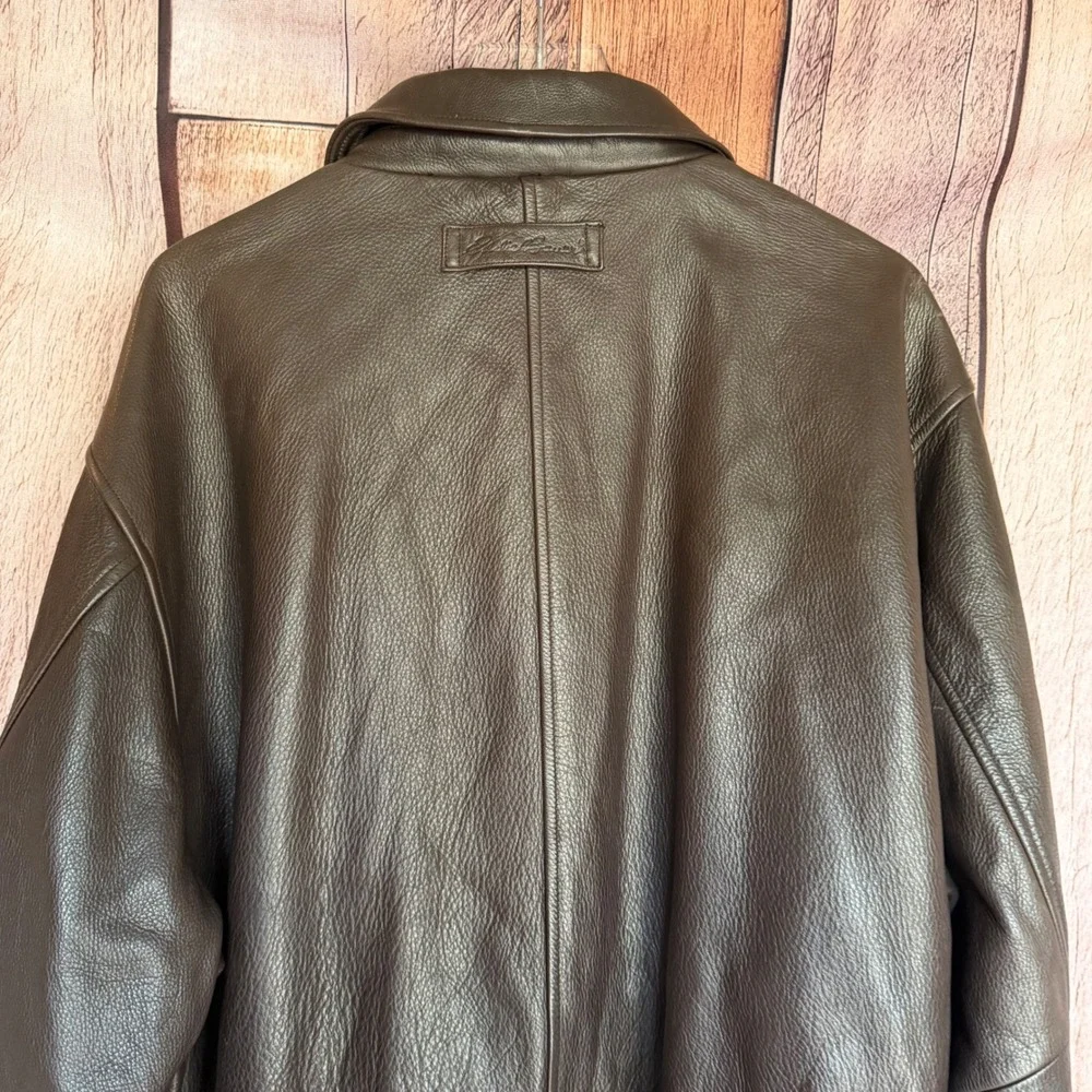 Eddie Bauer Leather Bomber Jacket Brown Heritage Classic Y2K Genuine Size XXL - Picture 5 of 9